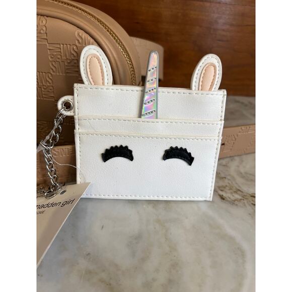 Steve Madden Belt Bag Bundle Tan Logo Unicorn Card Case - Picture 3 of 6